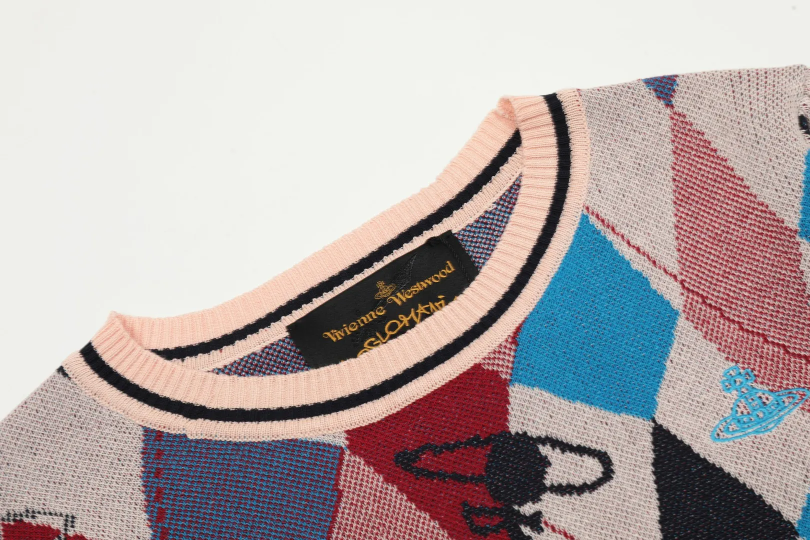 vivienne west wood Vivienne diamond college style jacquard design love LOGO knitted sweater wool 2024 autumn latest model Size: S -M- L Color: uniform color